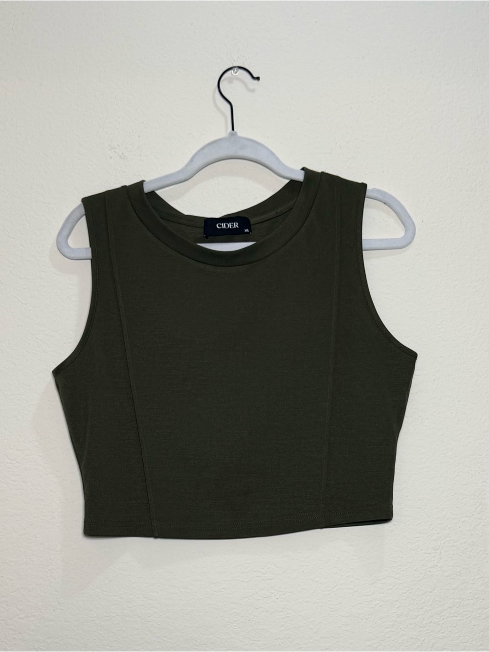 Cider Olive Green Cropped Tank XL Minimalist Top